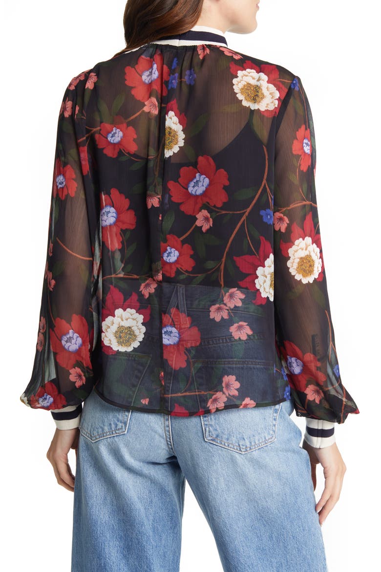 Eloise Sheer Blouse, Alternate, color, UTILITY BLUE MULTI