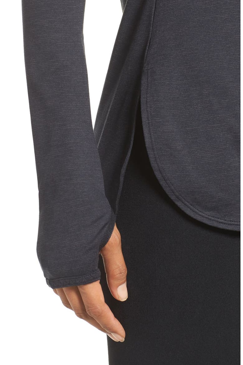 'Rejuvenate' Keyhole Long Sleeve Tee, Alternate, color, BLACK