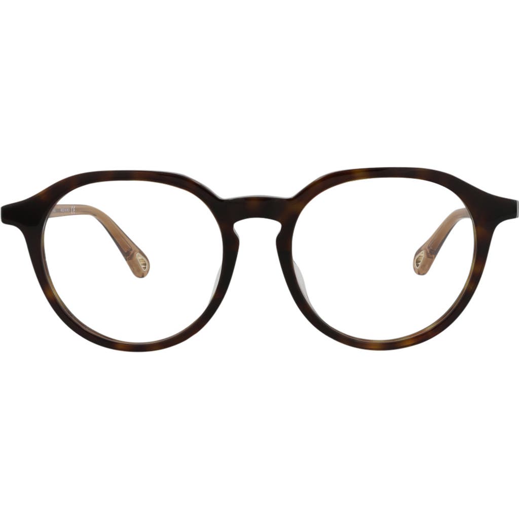 Chloé Core 50mm Round Optical Glasses In Havana Brown Transparent