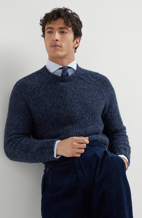 Brunello Cucinelli Long Sleeve Wool Cashmere Sweater In Blue