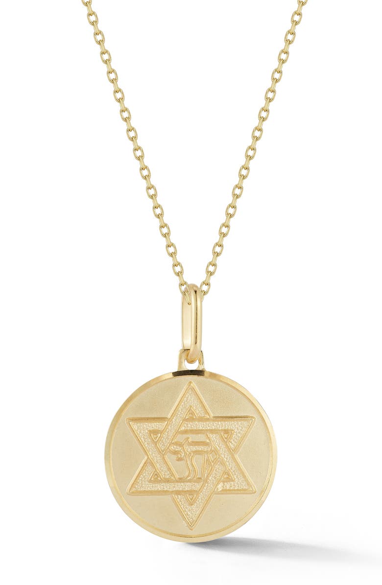 Ember Fine Jewelry 14K Yellow Gold Large Star of David Medallion Pendant Necklace, Main, color, Gold