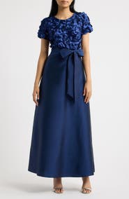Pisarro Nights 3D Beaded Paillette Bodice Taffeta A-Line Gown