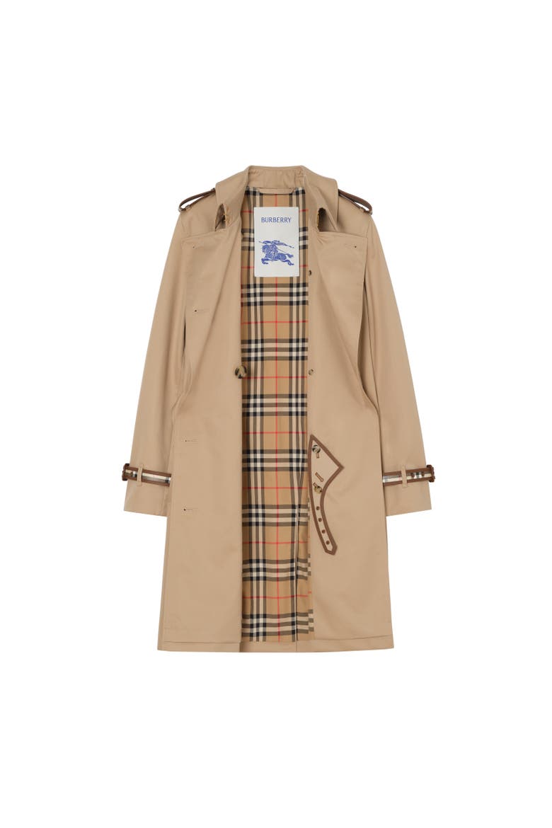 Mid-length Gabardine Kensington Trench Coat, Alternate, color, Honey beige