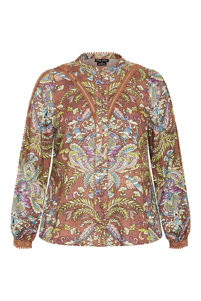 Paisley Print Split Neck Blouse, Alternate, color, PRINT