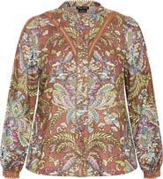 City Chic Mysteria Paisley Button-Up Shirt