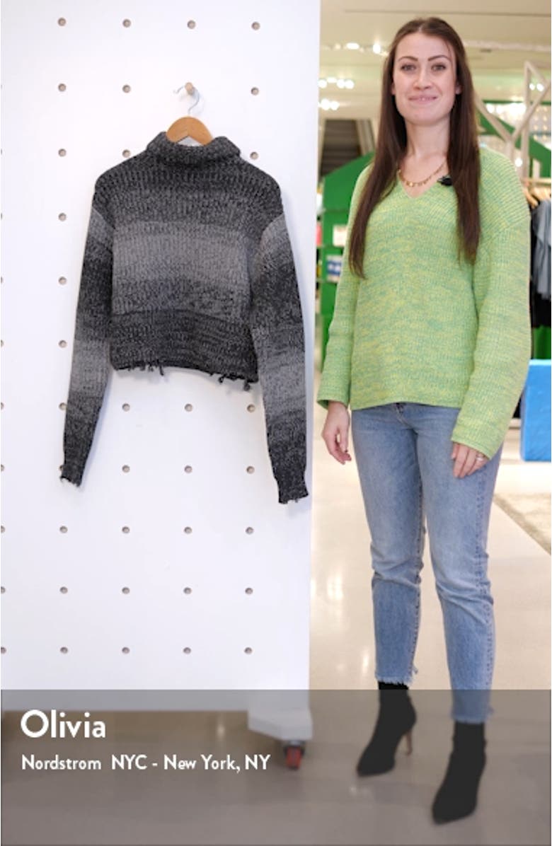 Beau Stripe Distressed Cotton Turtleneck Sweater, sales video thumbnail