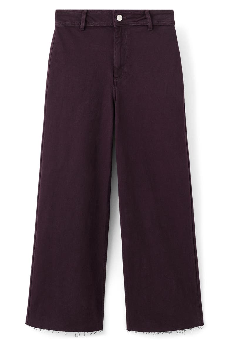 Catherin Frayed High Waist Wide Leg Culotte Jeans, Alternate, color, WINE