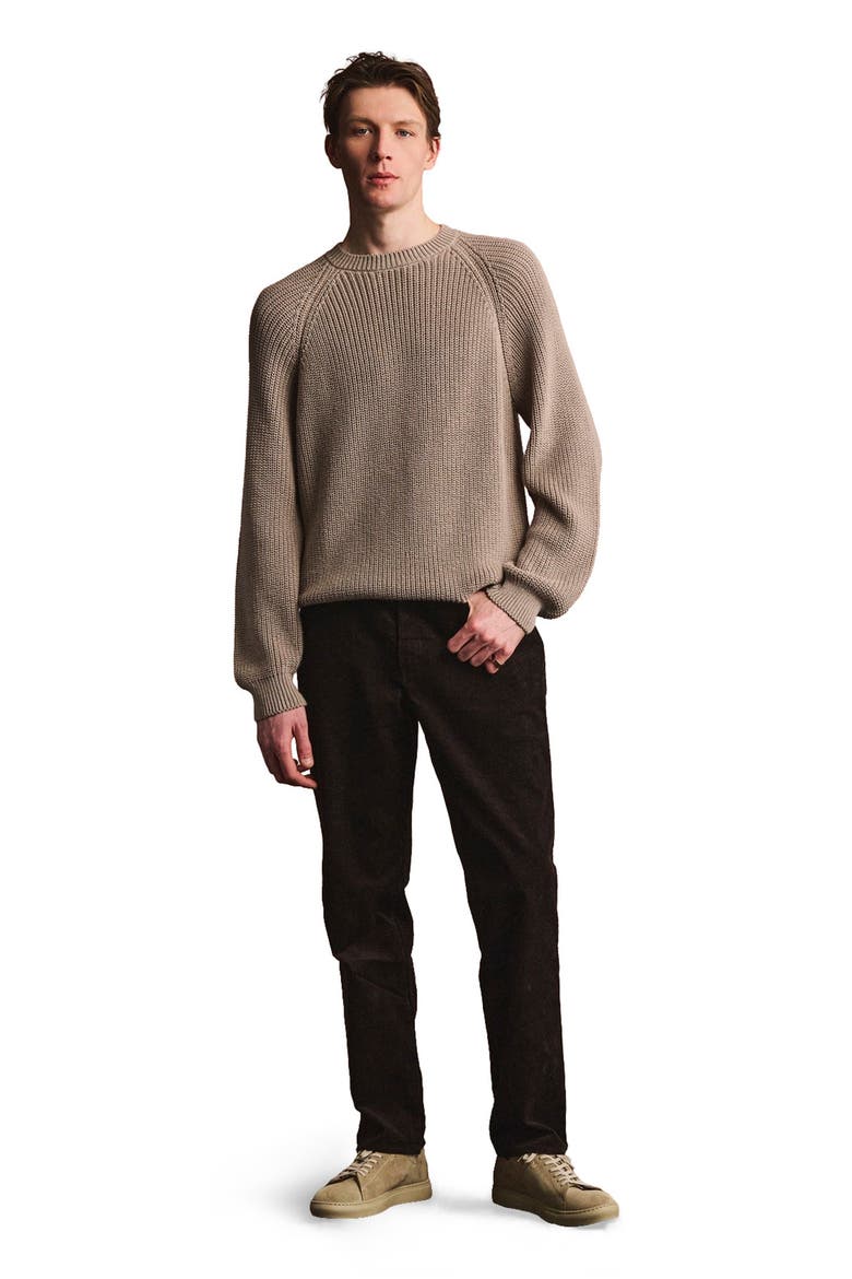 Cotton Fisherman Raglan Crewneck Sweater, Main, color, Sand