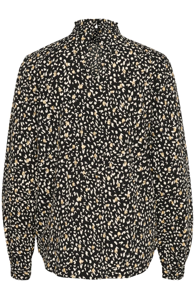 Kaffe KAmalene Dress V-neck Above The Knee, Alternate, color, Black/White/Gold Print