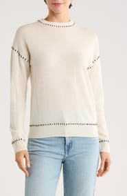 Bruno Magli Whipstitch Wool & Cashmere Blend Sweater