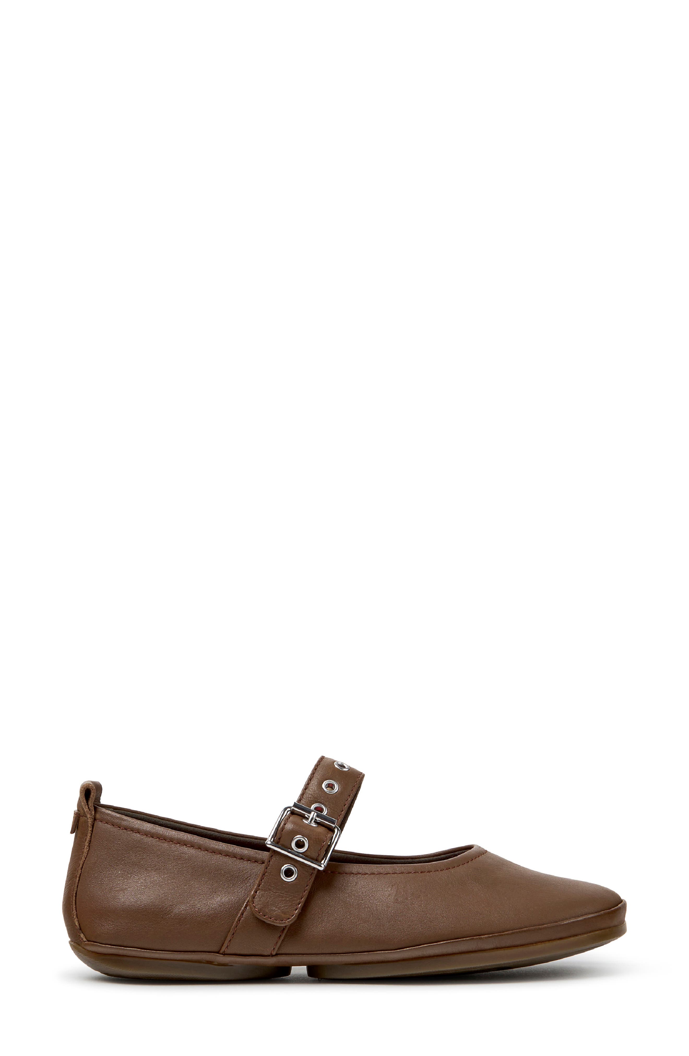 Right Nina Ballerina Flat, Alternate, color, MEDIUM BROWN