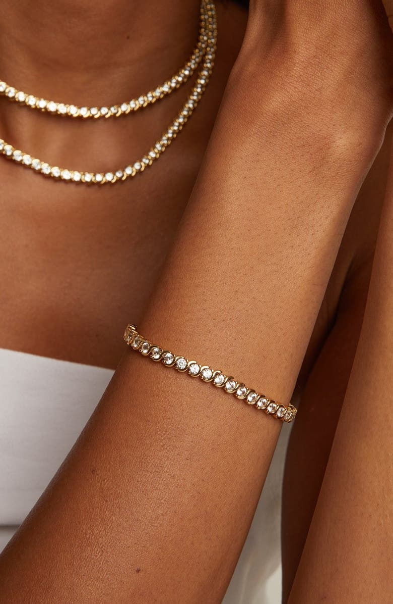 Aurate New York S Estate Lab Grown Sapphire Tennis Bracelet, Alternate, color, Yellow Gold Vermeil