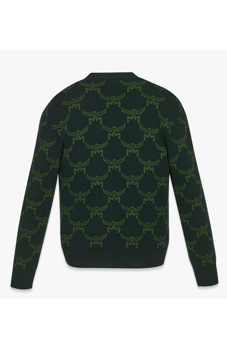 MCM Lauretos Cardigan in Wool and Recycled Cashmere, Alternate, color, Forest Green