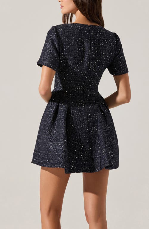 Astr The Label Janel Metallic Tweed Minidress In Blue
