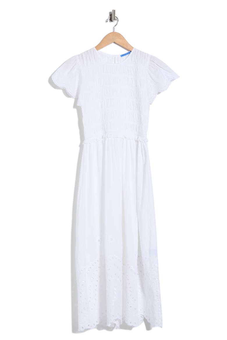 Somerset Smocked Cotton Midi Dress, Alternate, color, WHITE