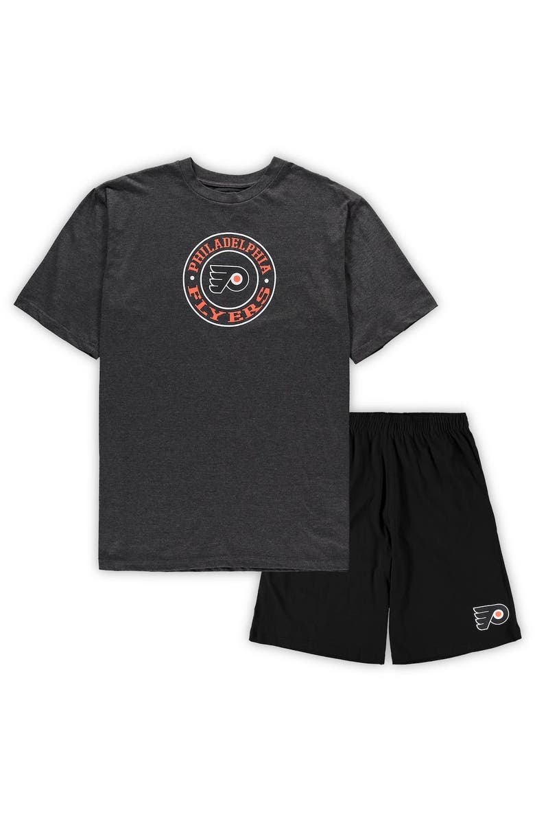 CONCEPTS SPORT Men's Concepts Sport Black/Heathered Charcoal Philadelphia Flyers Big & Tall T-Shirt & Shorts Sleep Set, Main, color, Black