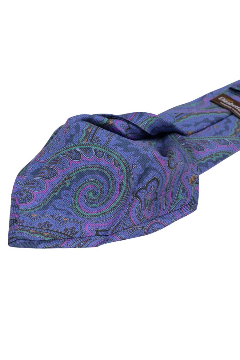 Cosimo - Printed Silk Tie for Men, Alternate, color, Indigo Blue