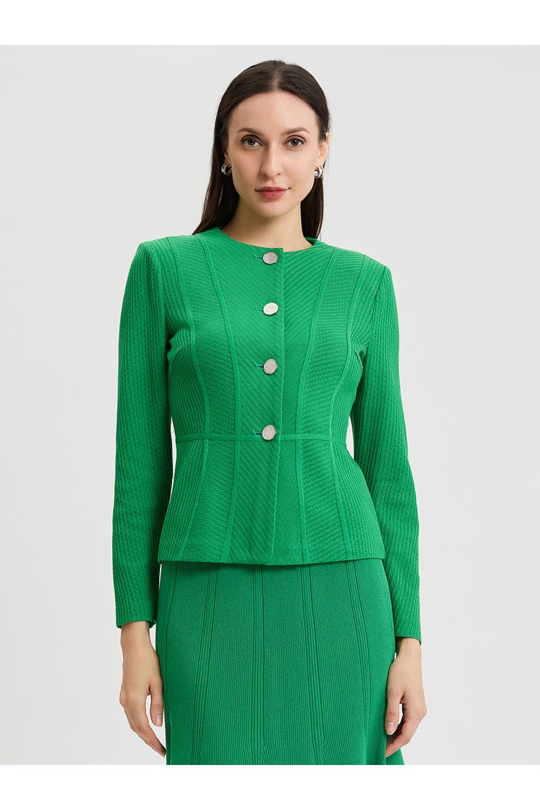 Tailored Tonal Princess Seam Knit Jacket, Alternate, color, Clover Field