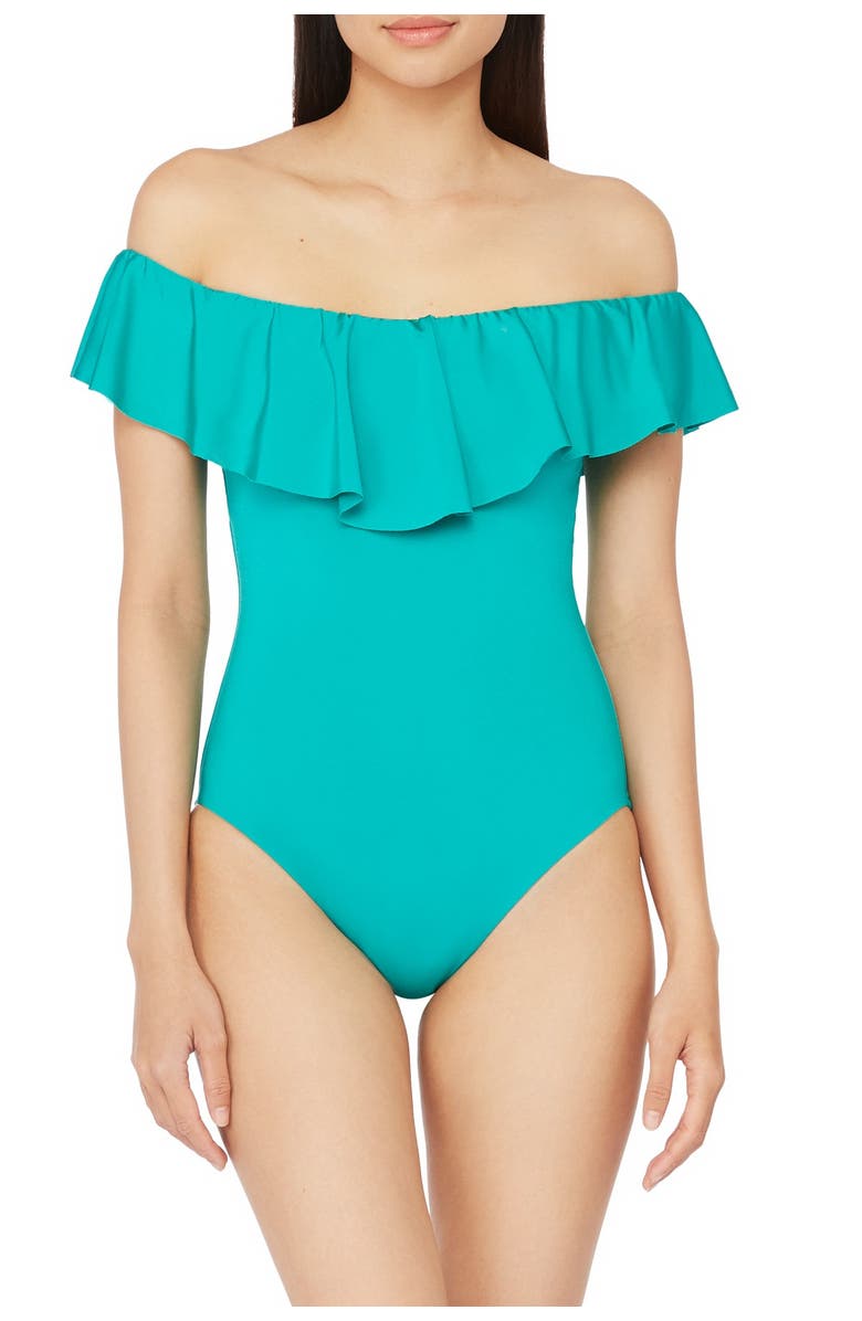 Trina Turk Off the Shoulder One-Piece Swimsuit, Main, color, 
