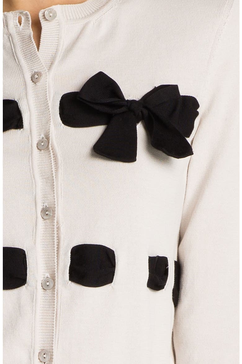 Ribbon & Bow Detail Cardigan, Alternate, color, SLATE/ BLACK