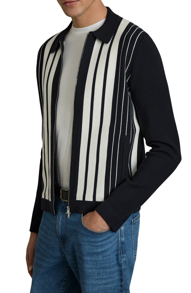 Reiss Ambient Stripe Zip Cardigan, Main, color,