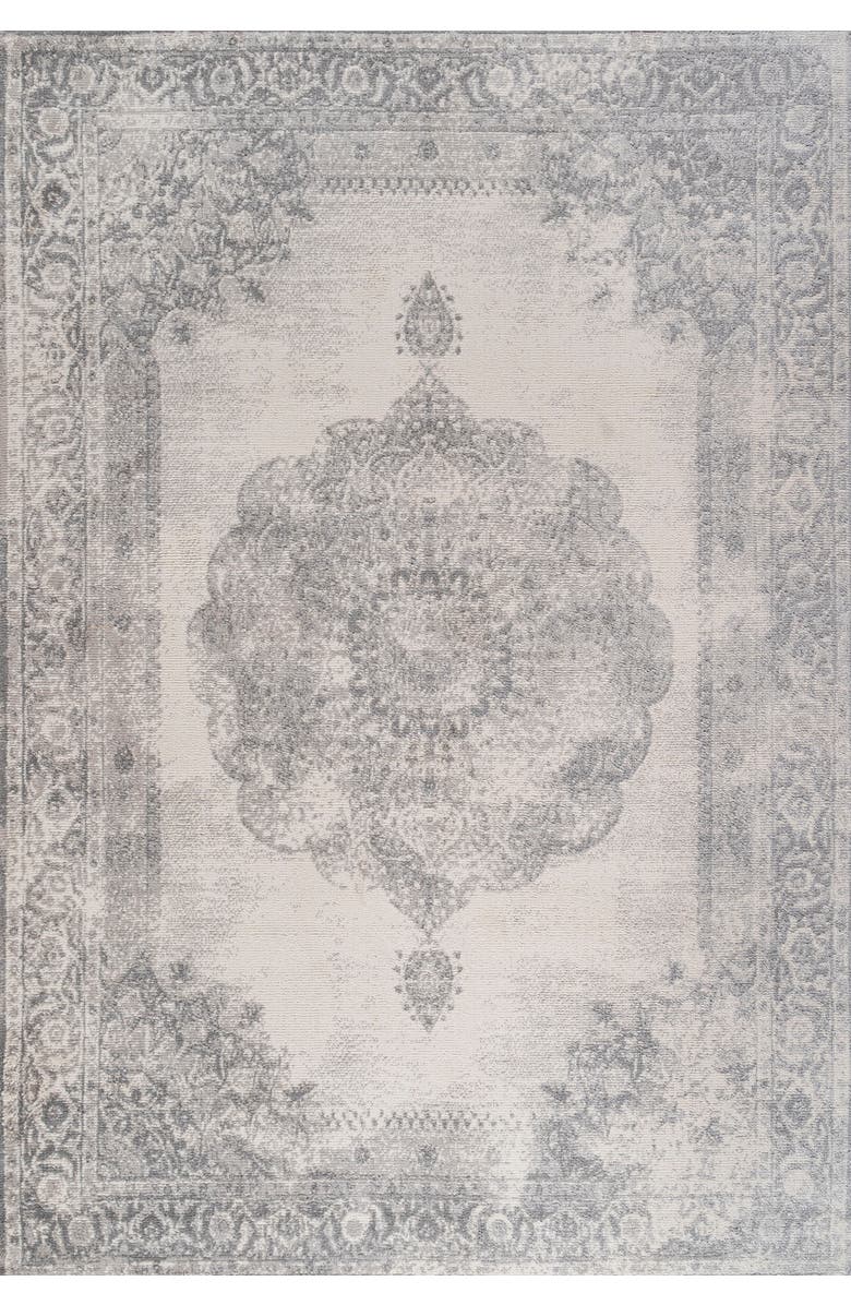 JONATHAN Y Rosalia Cottage Medallion Area Rug, Main, color, Gray/Ivory