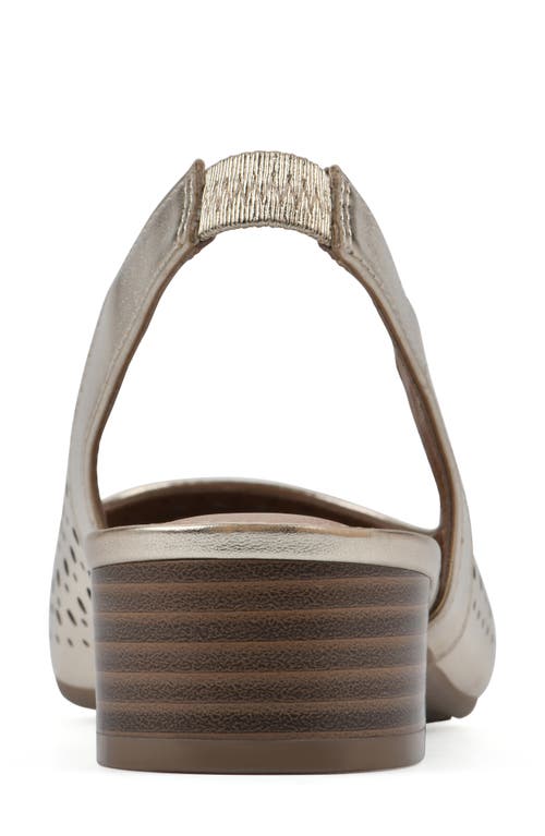 White Mountain Footwear Boronic Slingback Kitten Heel Pump In Light Gold Metallic Smooth