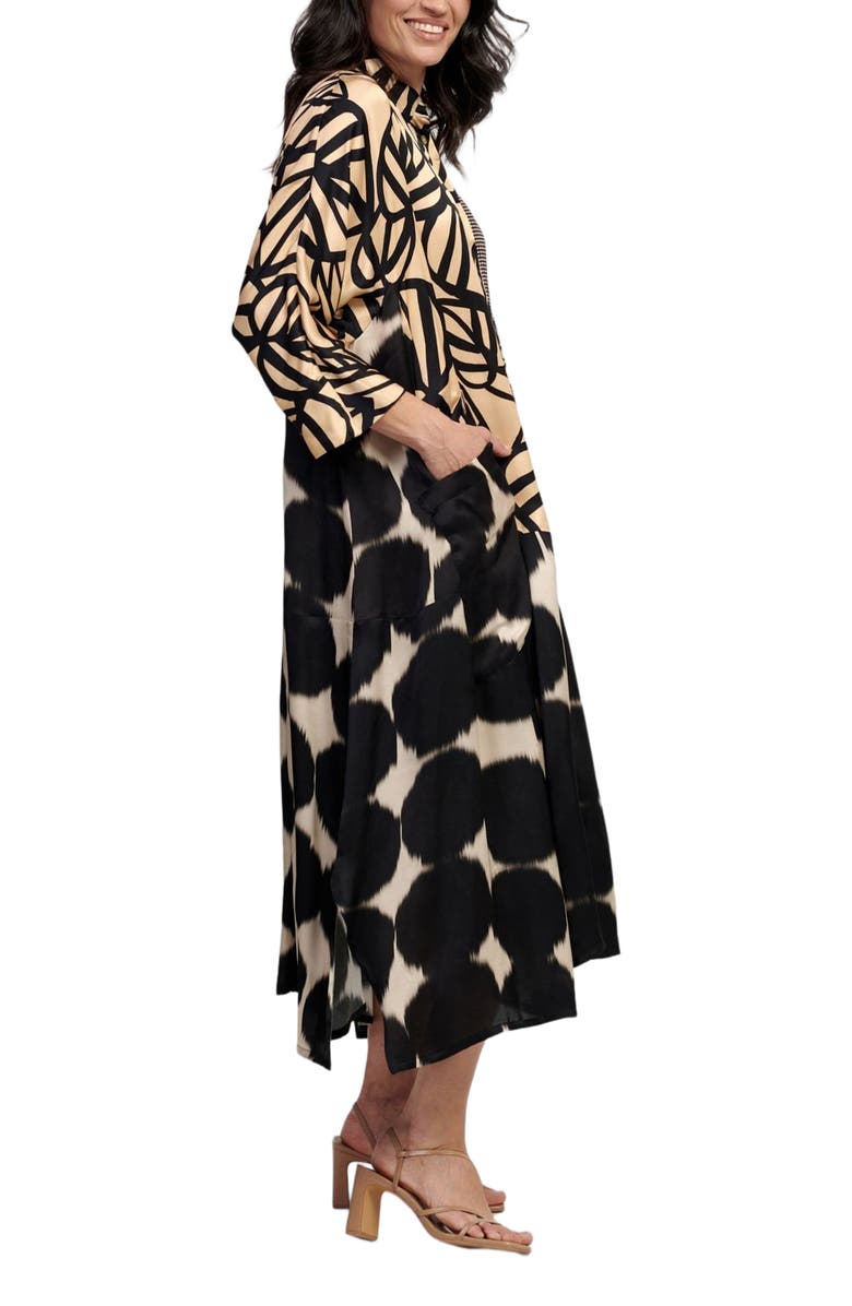 Alembika Serene mixed print relaxed maxi shirt-dress, Alternate, color, 