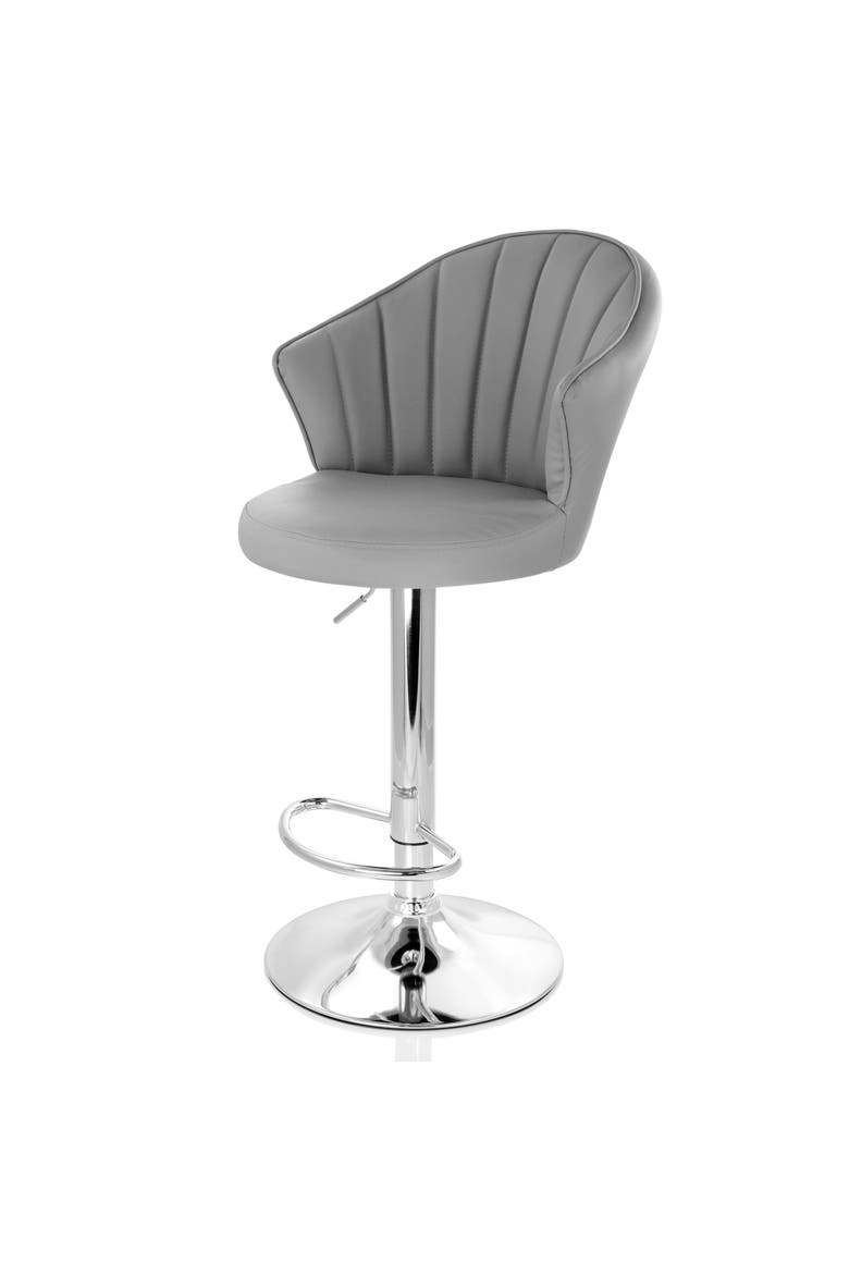 2 Piece Shell Back Faux Leather Adjustable Bar Stool, Alternate, color, Dark Gray