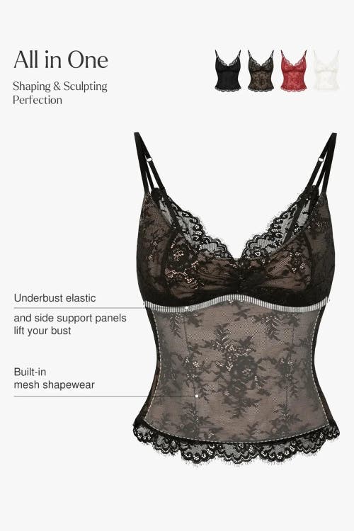 Popilush Shapewear Lace Contouring Camisole In Red