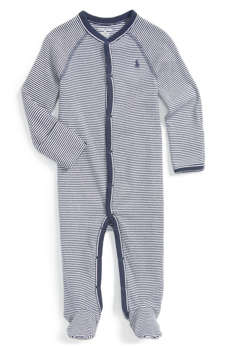 Ralph Lauren Stripe One-Piece, Main, color, French Navy Multi