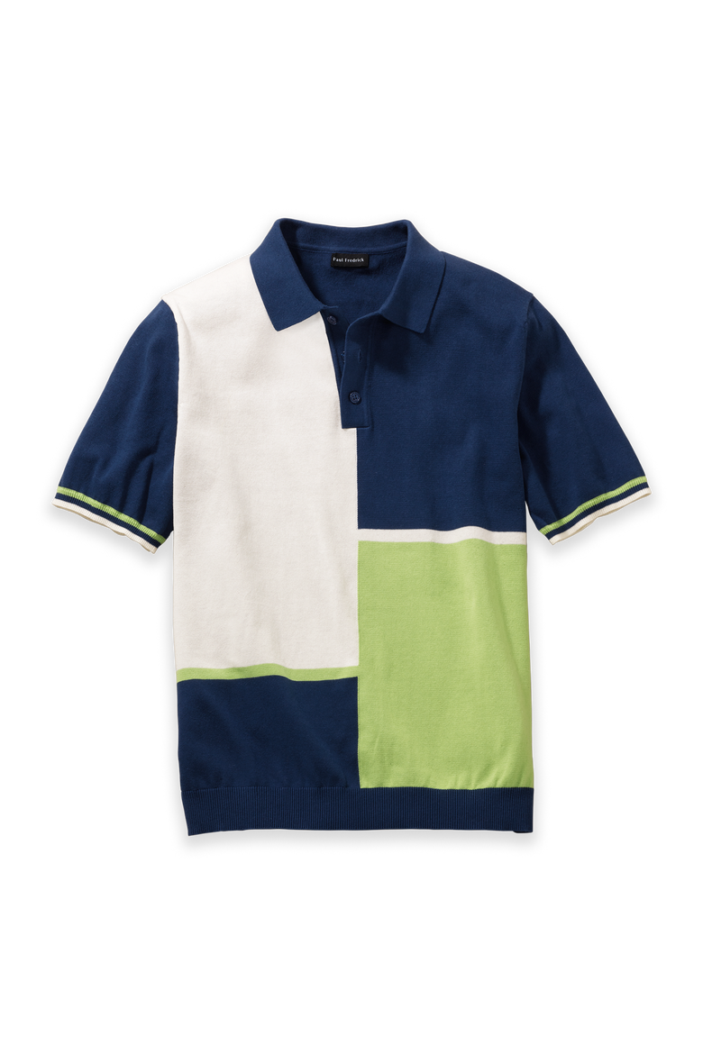 Cotton Three Button Polo, Main, color, Blue Multi