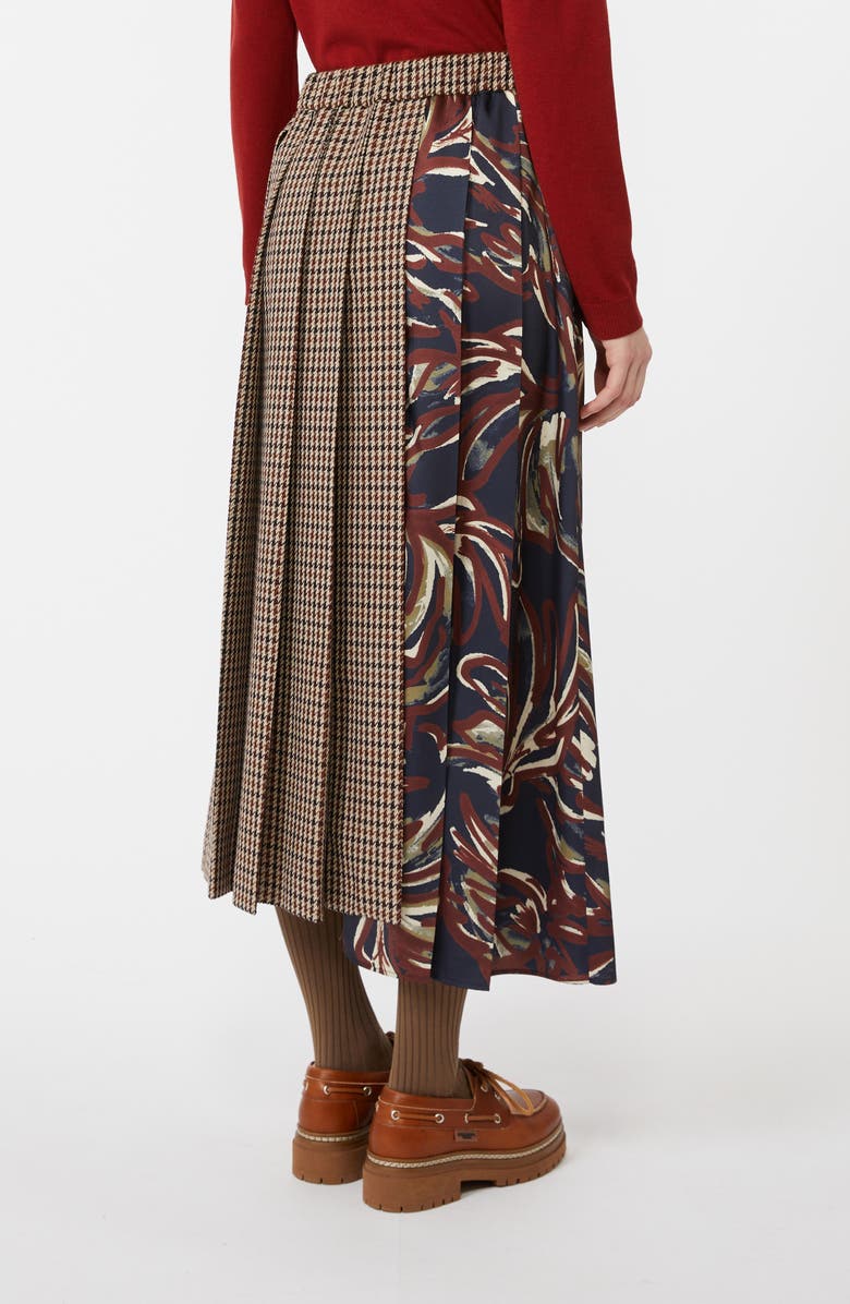 Weekend Max Mara Fanale Mixed Media Pleated Midi Skirt, Alternate, color, Wine Coloured