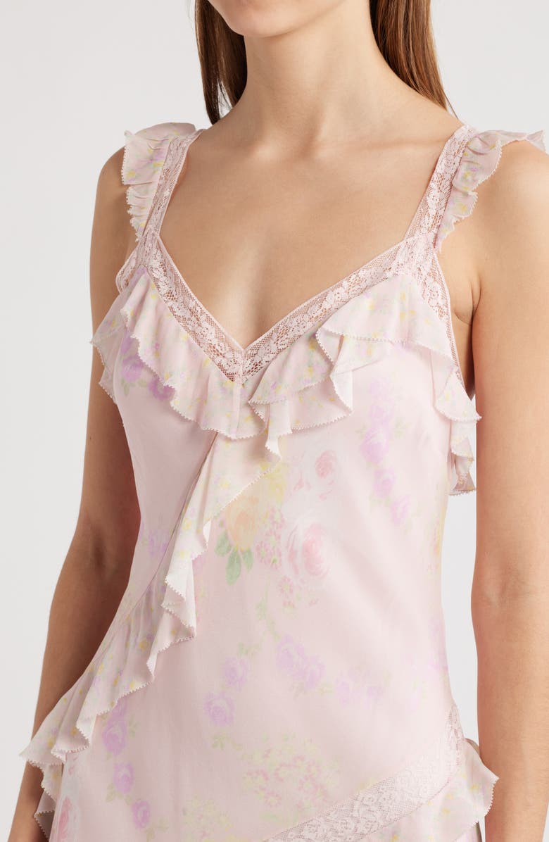 LoveShackFancy Radiance Ruffle Maxi Dress, Alternate, color, Strawberry Tart