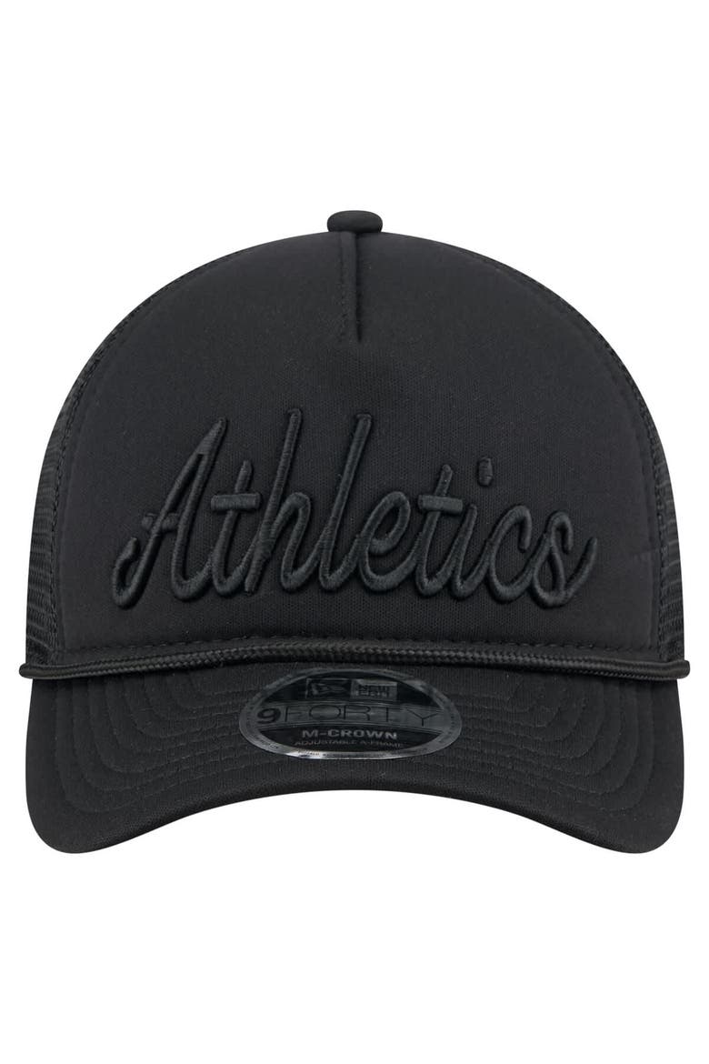 Men's New Era Black Athletics City Initial 9FORTY A-Frame M-Crown Adjustable Trucker Hat, Alternate, color, Black
