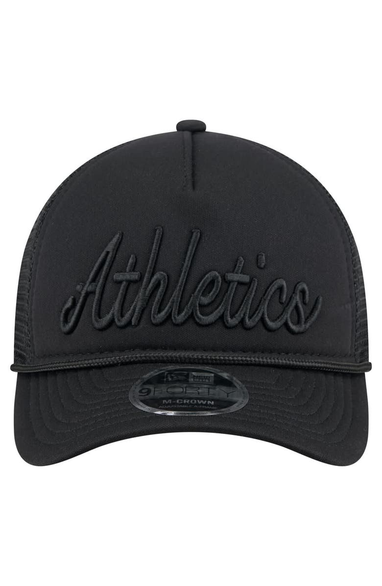 New Era Men's New Era Black Athletics City Initial 9FORTY A-Frame M-Crown Adjustable Trucker Hat, Alternate, color, Black