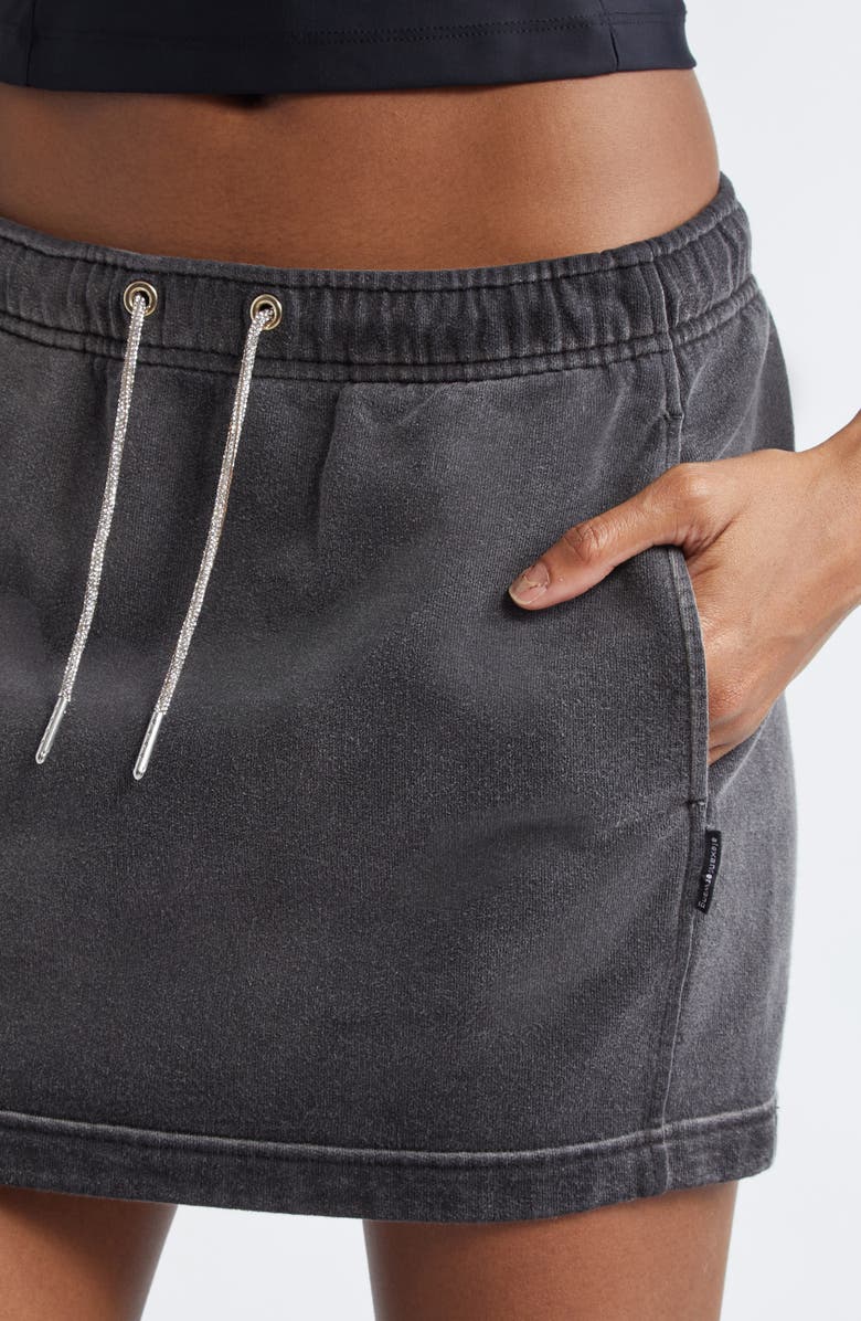 Alexander Wang Hotfix Crystal Drawstring French Terry Miniskirt, Alternate, color, Washed Caviar