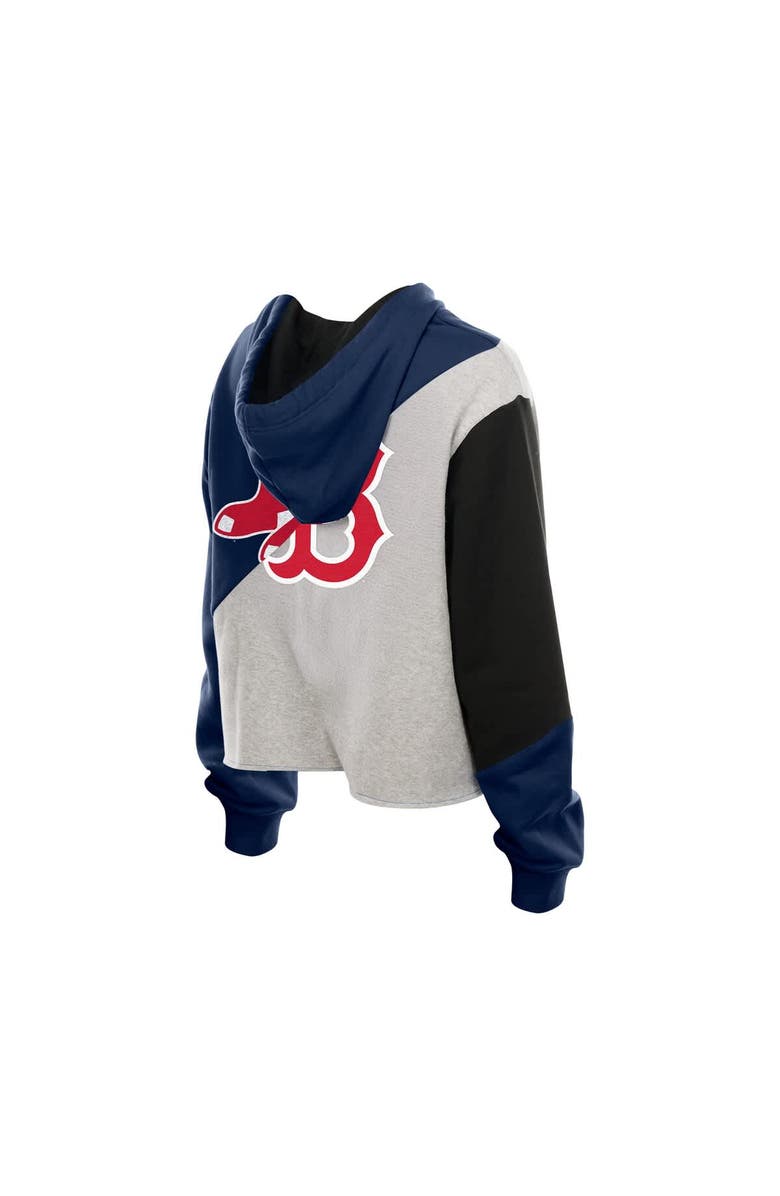 New Era Women's New Era  Boston Red Sox Upcycled Color Block Cropped Boxy Hoodie, Alternate, color, Navy