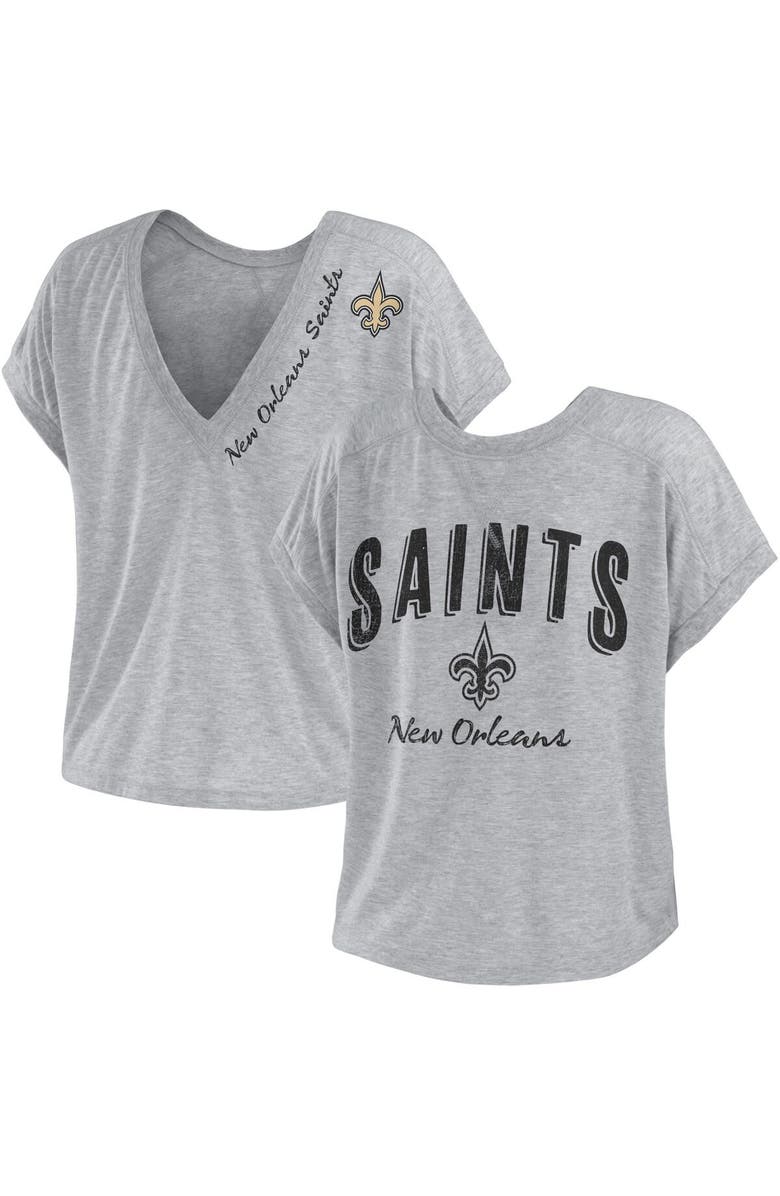 WEAR by Erin Andrews Women's WEAR by Erin Andrews Heather Gray New Orleans Saints Reversible T-Shirt, Alternate, color, 