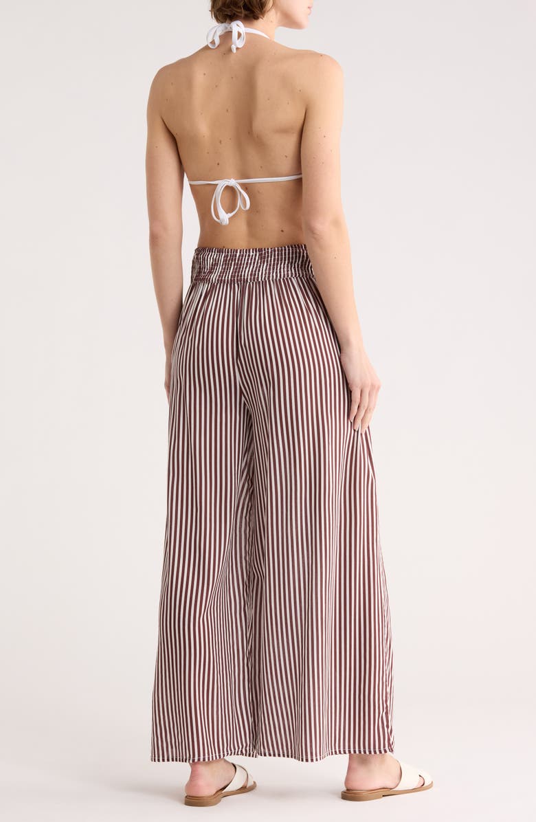 NORDSTROM RACK Printed Flowy Pants, Alternate, color, Brown Bitter Stripe