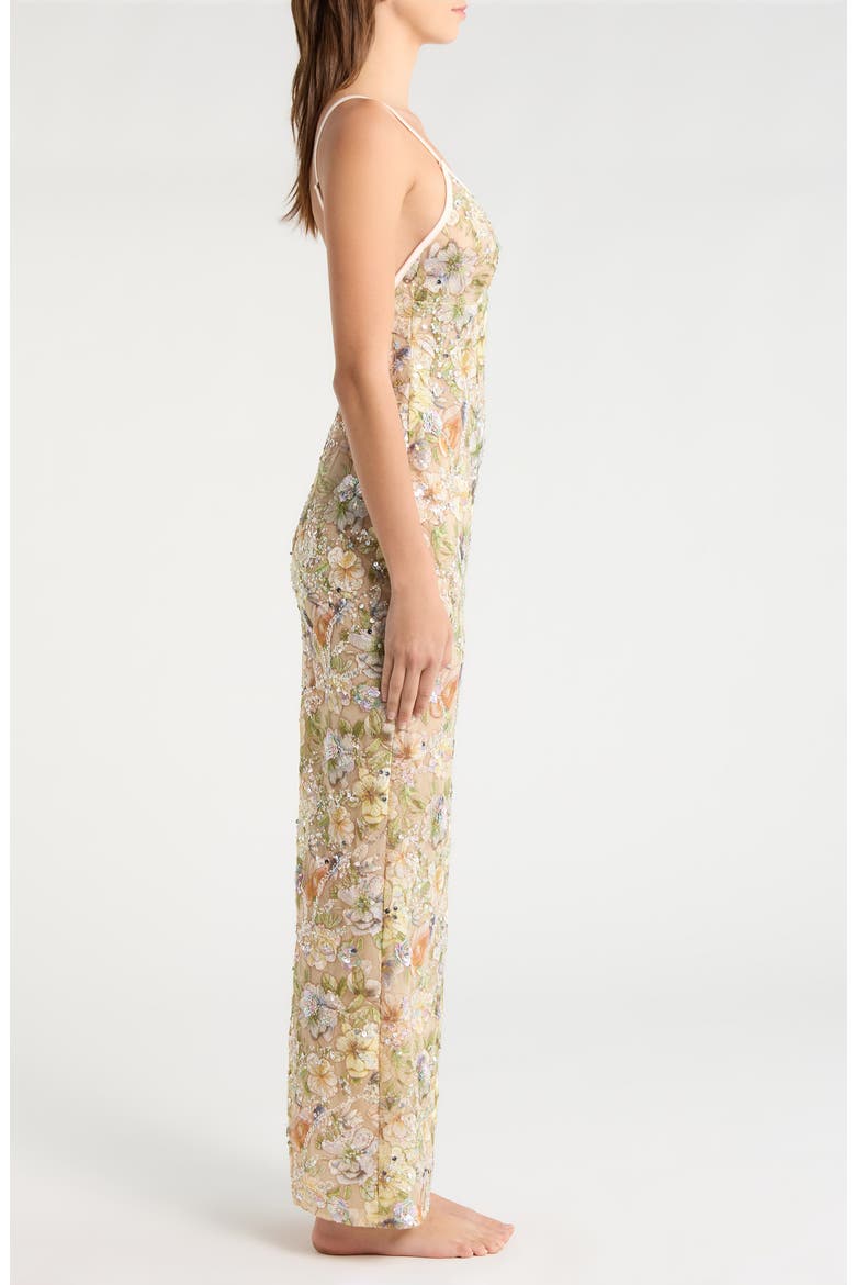 Embroidered Sequin Nightgown, Alternate, color, CHAMPAGNE SPARKLE