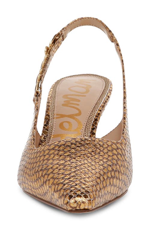 Sam Edelman Baker Slingback Pump Medallion Gold Snake In Gold