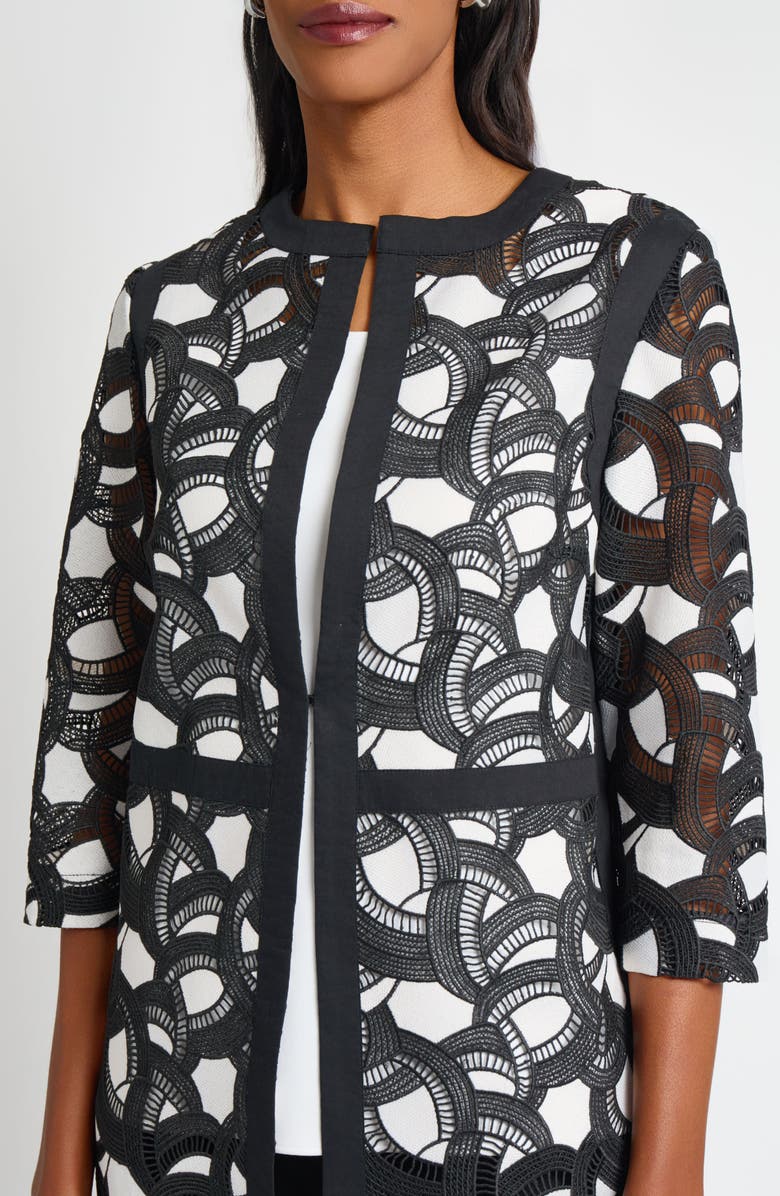 Ming Wang Heritage Fit Lace Jacket, Alternate, color, Black/ White