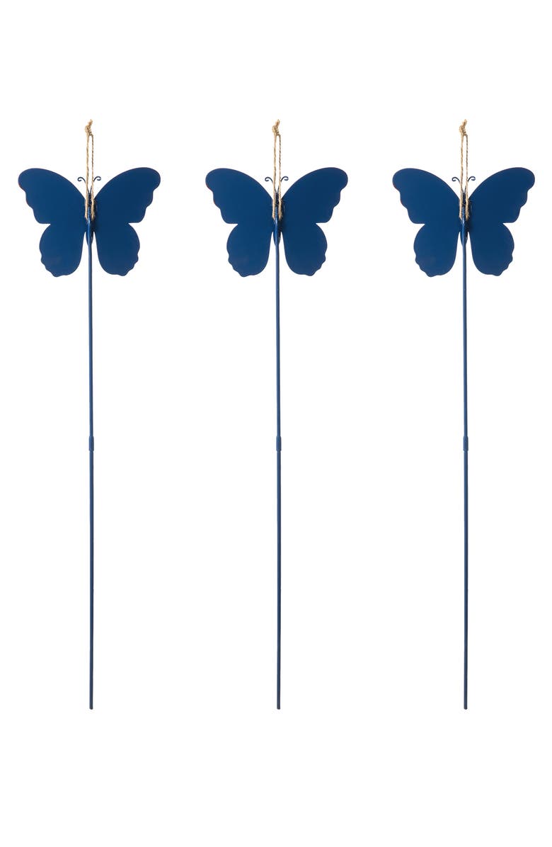 Glitzhome Set of 3 Patriotic Americana Metal Butterflies Yard Stake, Alternate, color, 