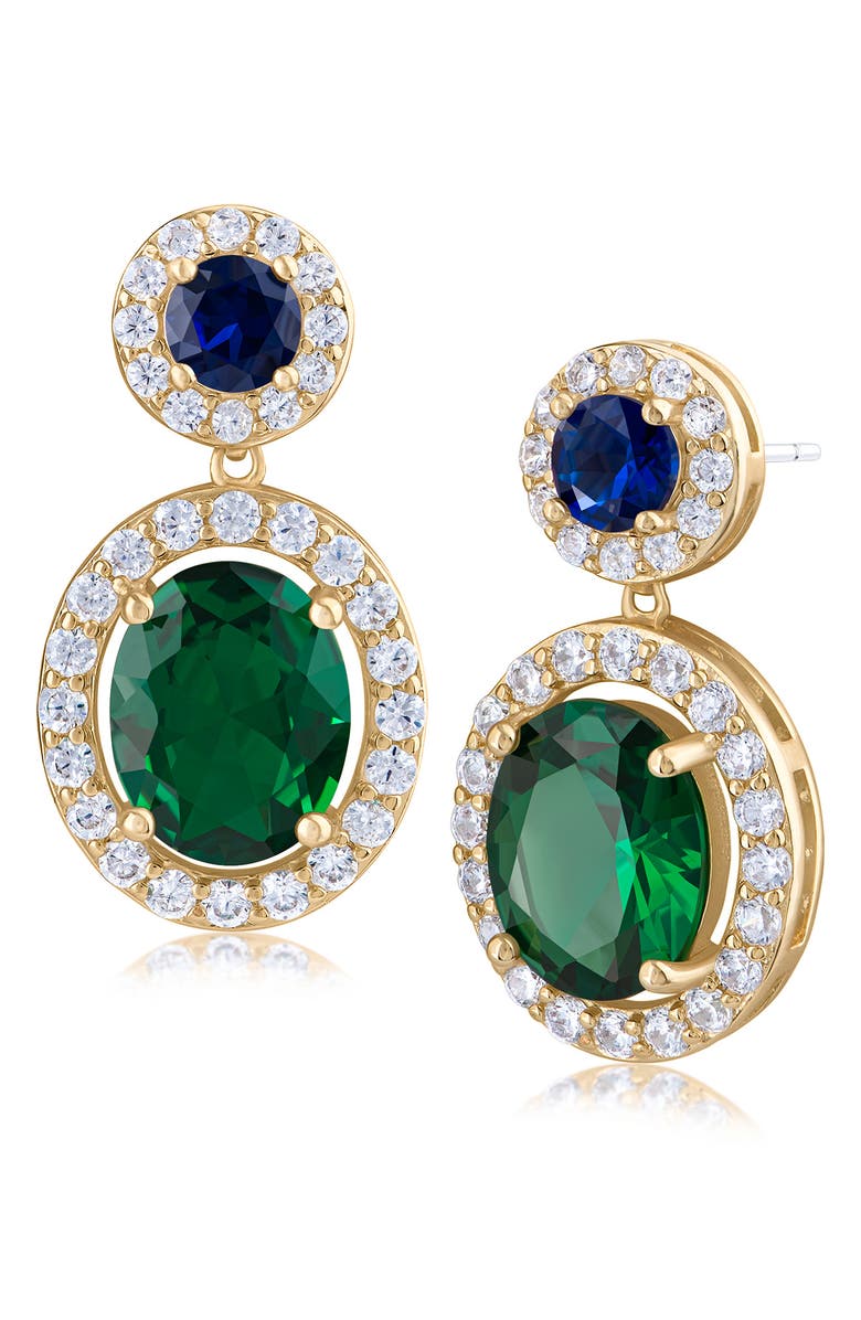 CZ by Kenneth Jay Lane Pavé Cubic Zirconia Drop Earrings, Main, color, Multi/ Gold