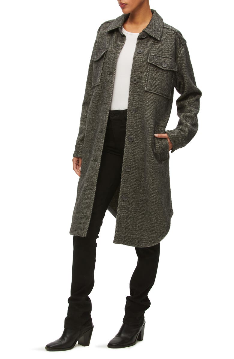 Michael Stars Gwen Herringbone Longline Shirt Jacket, Main, color, 