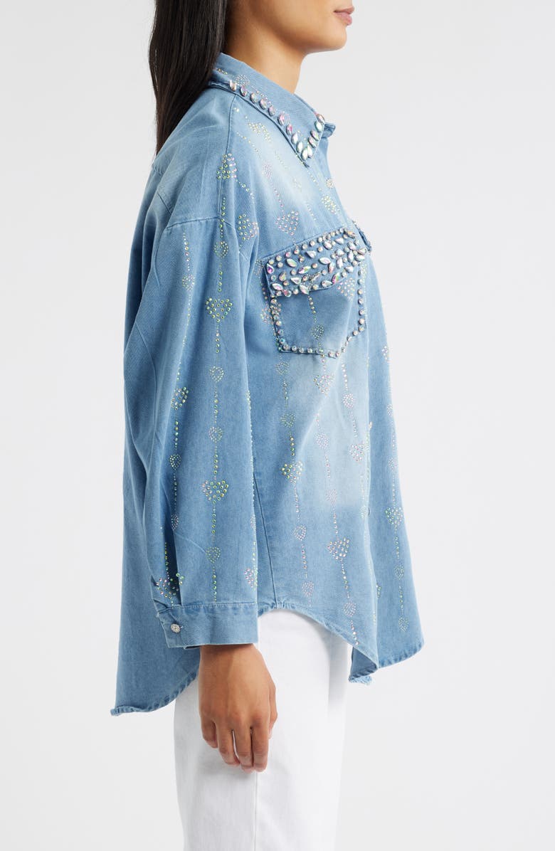 NIKKI LUND Keyla Embellished Button-Up Shirt, Alternate, color, Blue