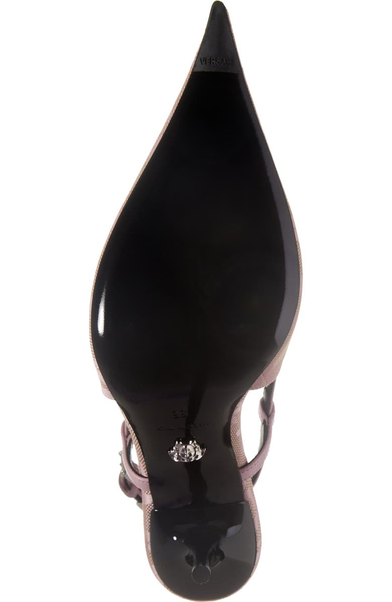 Versace Logo Pointed Toe Slingback Pump, Alternate, color,