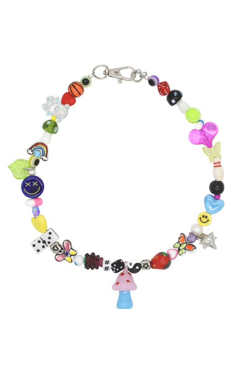 Ceramic And Glass Beaded Mushroom Necklace, Main, color, Multi Colored