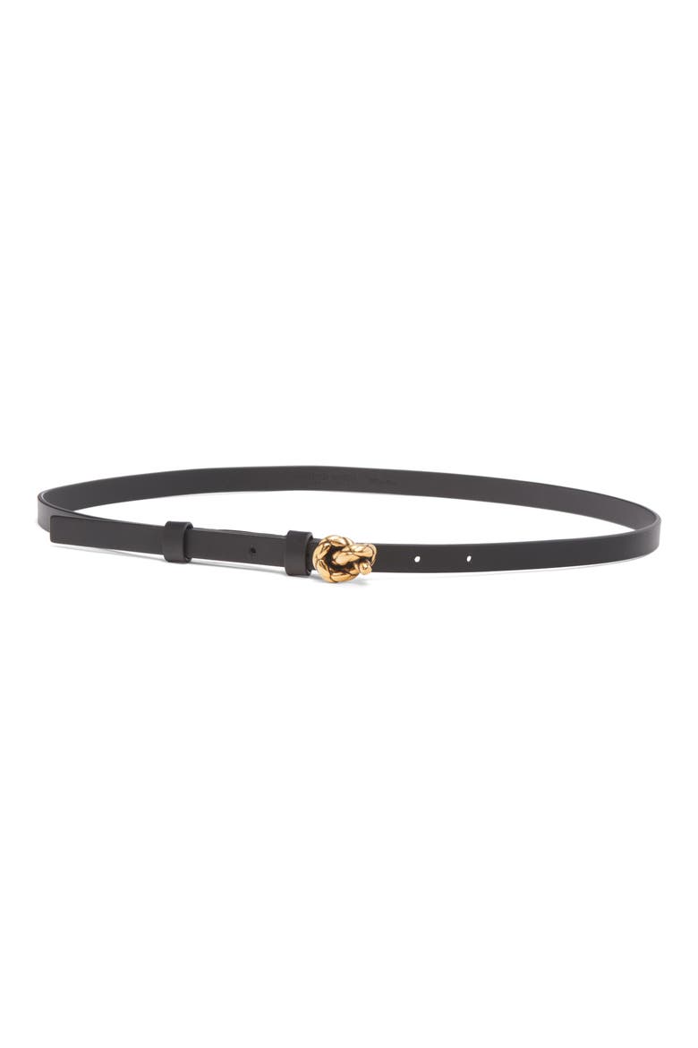 Intreccio Buckle Leather Belt, Main, color, BLACK-M BRASS